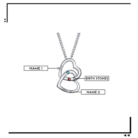 Image of Customized Necklace With Names & Birthstones For Couples