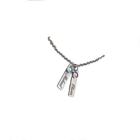 Image of Personalized Bar Necklace with names & birthstones