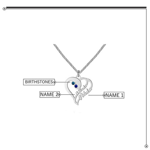 Image of Love Promise Gift Name & Birthstone Necklace Personalized