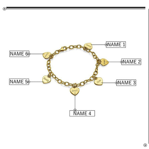 Image of Customized Bracelet with Heart Charms