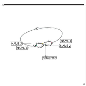 Infinity Bracelet with Names and Birthstones