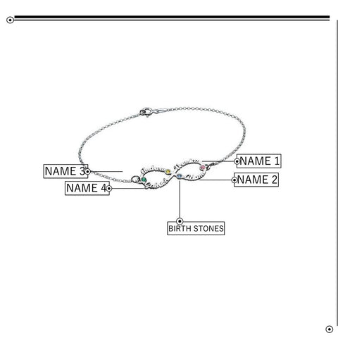 Image of Infinity Bracelet with Names and Birthstones