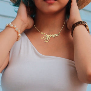 Gold Box Chain Choker Nameplate Handwriting Style Personalized Cursive Name Necklace Women Custom Bijoux Femme Birthday Gift