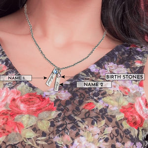 Personalized Bar Necklace with names & birthstones