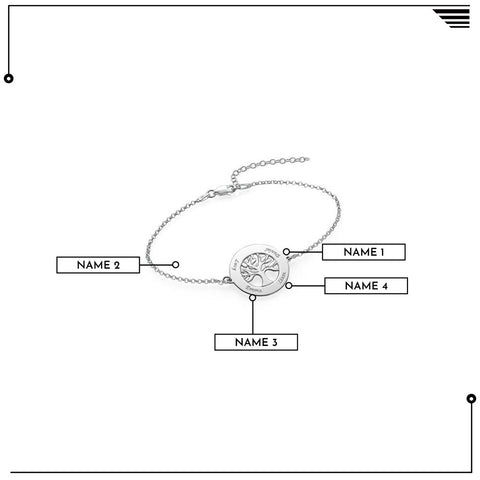 Image of Engraved Family Tree Bracelet with Names