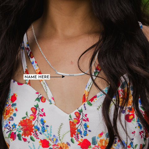 Image of Personalized Curved Bar Necklace