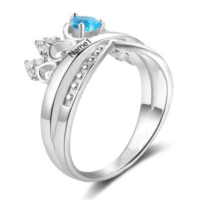 Image of Heart Crown Birthstone Ring