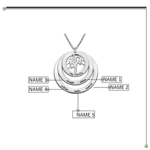 Family Circle Necklace with Hanging Family Tree