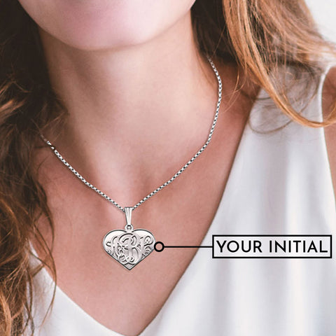 Image of Customized Heart Monogram Necklace