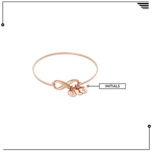 Infinity Bangle Bracelet with Initial Charms