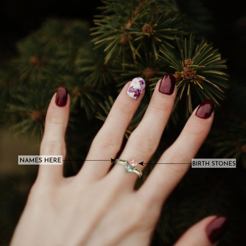 Image of Personalized Promising Ring with Names & Birthstones