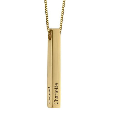 Image of Modern 3D Engraved Bar Necklace with Multiple Names