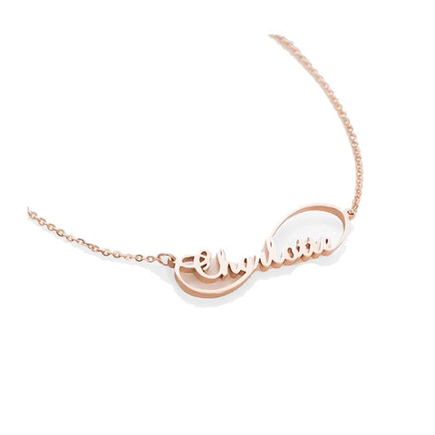 Image of Custom Name Necklace With Engraved Infinity Pendant