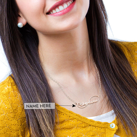 Image of Custom Name Necklace With Engraved Infinity Pendant