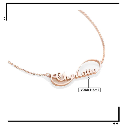 Image of Custom Name Necklace With Engraved Infinity Pendant