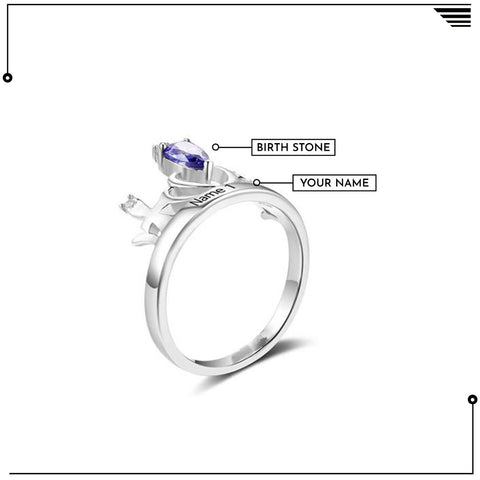 Image of Classic Crown Birthstone Ring for Parties