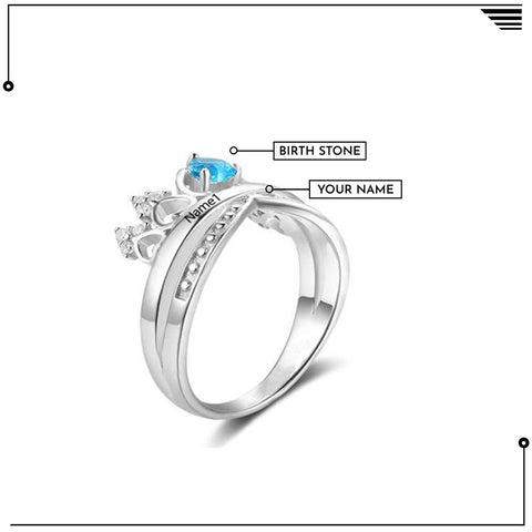 Image of Heart Crown Birthstone Ring