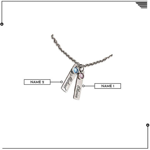 Image of Personalized Bar Necklace with names & birthstones