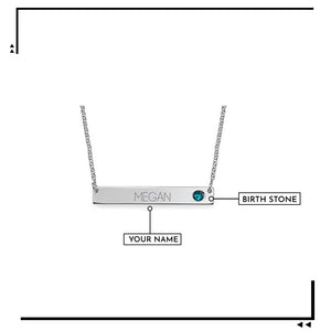 Cute Bar Necklace with Name & Birthstone