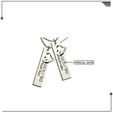 Image of Personalized Special Date Necklaces For Couples