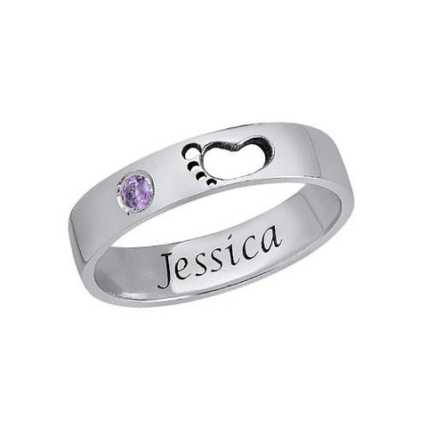 Image of Adorable Baby Feet Ring with Inner Engraving