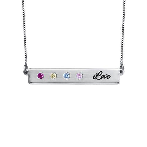 Image of Cute Bar Necklace with Birthstone for Mothers