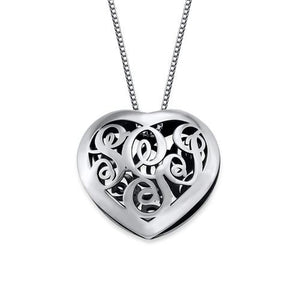 Personalized Contoured Monogram Necklace - Heart shape