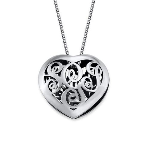 Image of Personalized Contoured Monogram Necklace - Heart shape