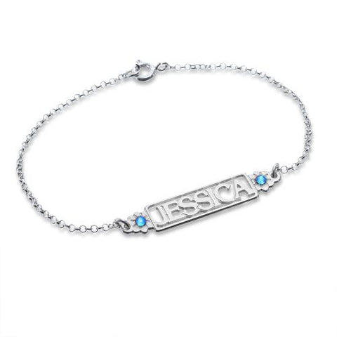 Image of Cut Out Name Bracelet with Birthstones