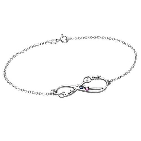 Image of Cute Infinity Name Bracelet with Birthstones