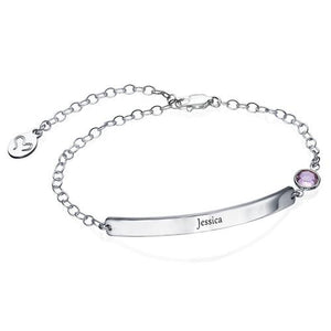 Engraved Bar Bracelet with Birthstone