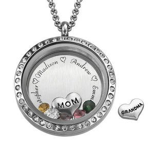 Engraved Floating Charms Locket For Mom or Grandma