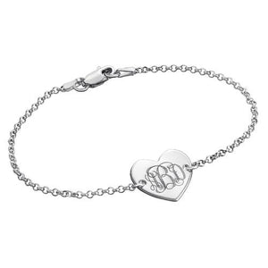 Engraved Heart Bracelet with Monogram