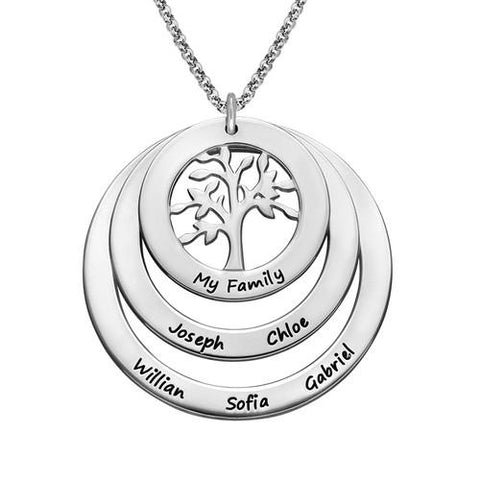 Image of Family Circle Necklace with Hanging Family Tree