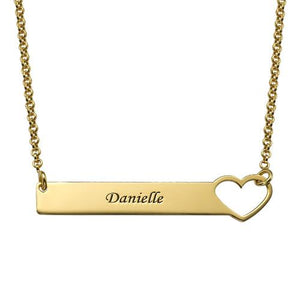 Heart Bar Necklace with Engraving