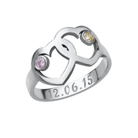 Image of Heart Promising Ring with Birthstones