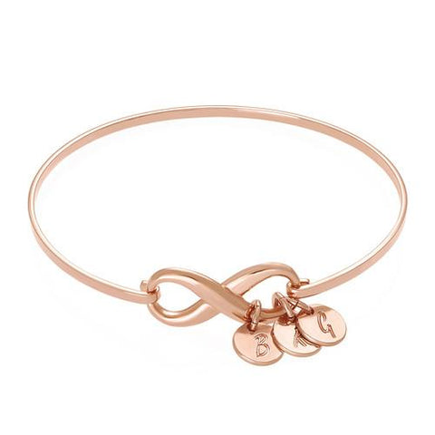 Image of Infinity Bangle Bracelet with Initial Charms