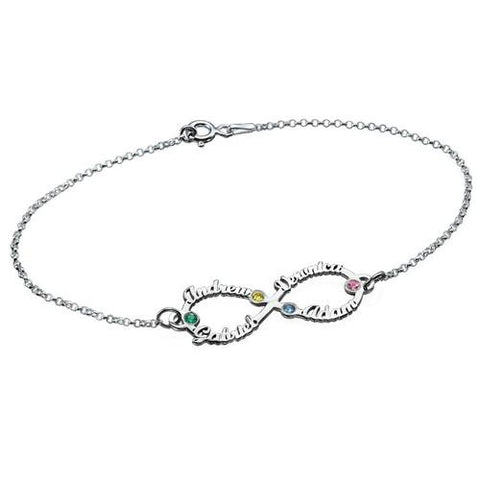 Image of Infinity Bracelet with Names and Birthstones