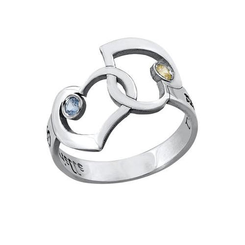 Image of Interlocking Hearts Ring with Cut Out Names