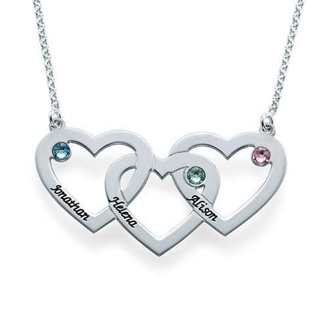 Image of Intertwined Hearts Necklace with Birthstones