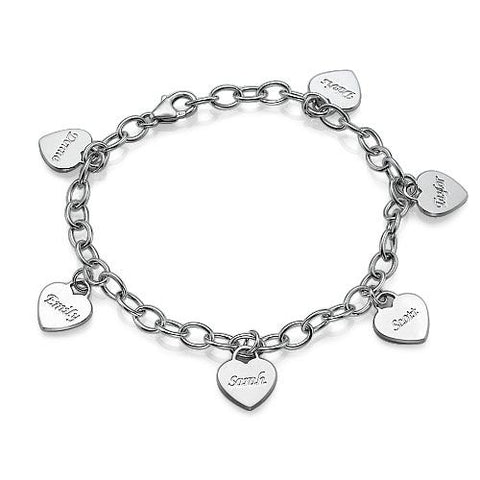 Image of Mother's Personalized Heart Charm Bracelet