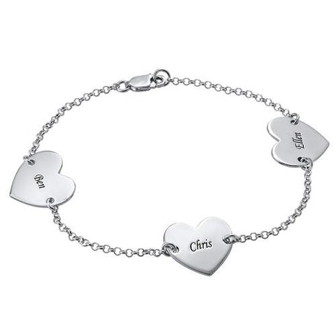 Image of Multiple Heart Bracelet with Names