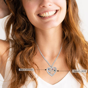 Heart Shaped Family Tree Necklace with birthstones