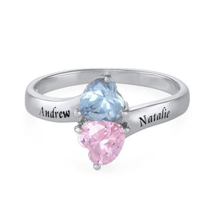 Personalized Promising Ring with Names & Birthstones