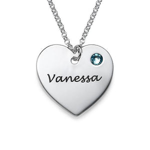 Personalized Heart Necklace with a Birthstone