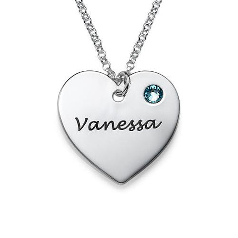 Image of Personalized Heart Necklace with a Birthstone