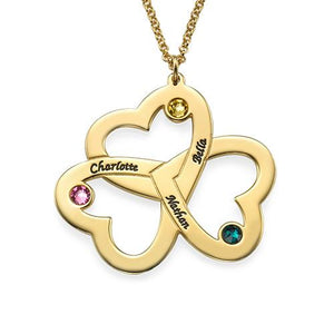 Personalized Triple Heart Necklace