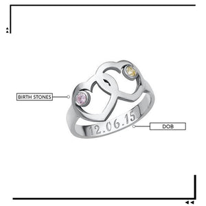 Heart Promising Ring with Birthstones