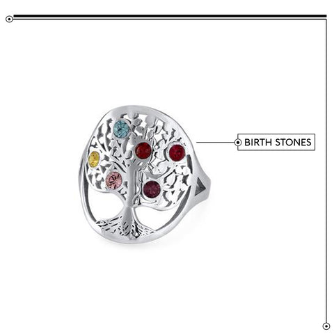 Image of Family Tree Ring with Birthstones