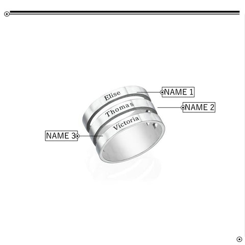 Image of Three Name Ring as a Tribute to Loved Ones